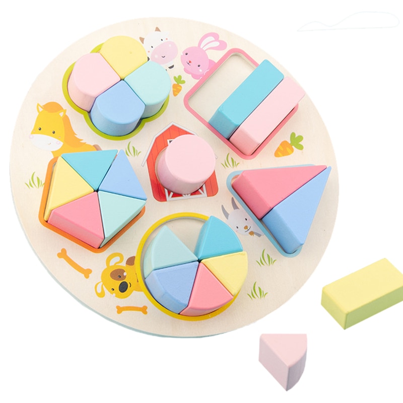 Bambini forma in legno divisione apprendimento giocattoli per bambini giocattoli per l&#39;educazione precoce frazioni matematiche Puzzle 3D forma di bordo giocattoli coordinati