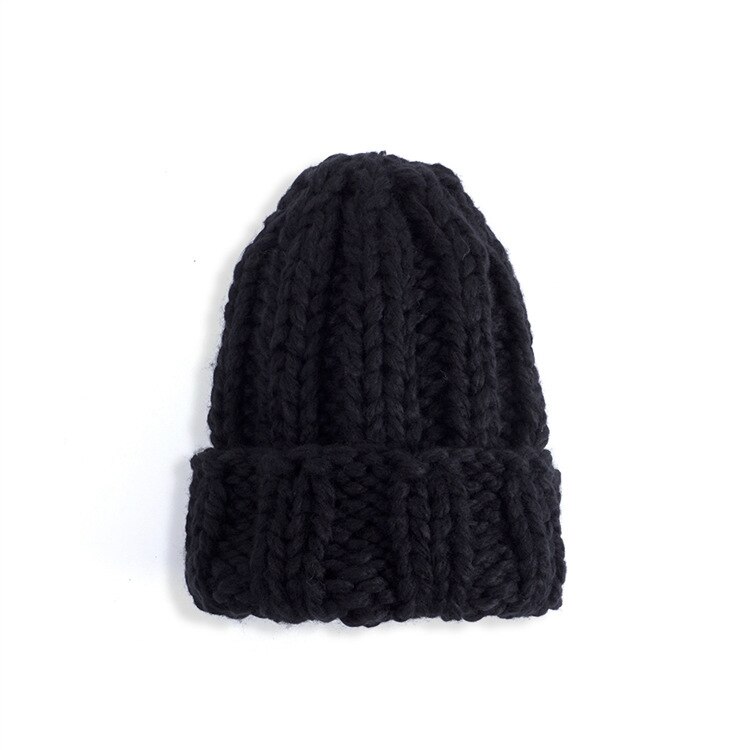 Vrouwen Gebreide Thicken Warm Cap Winter Hoeden Voor Vrouwen Mutsen Roze Grijze Hoed Vrouwelijke Outdoor Snoep Kleur Zachte Gorros cap: Black