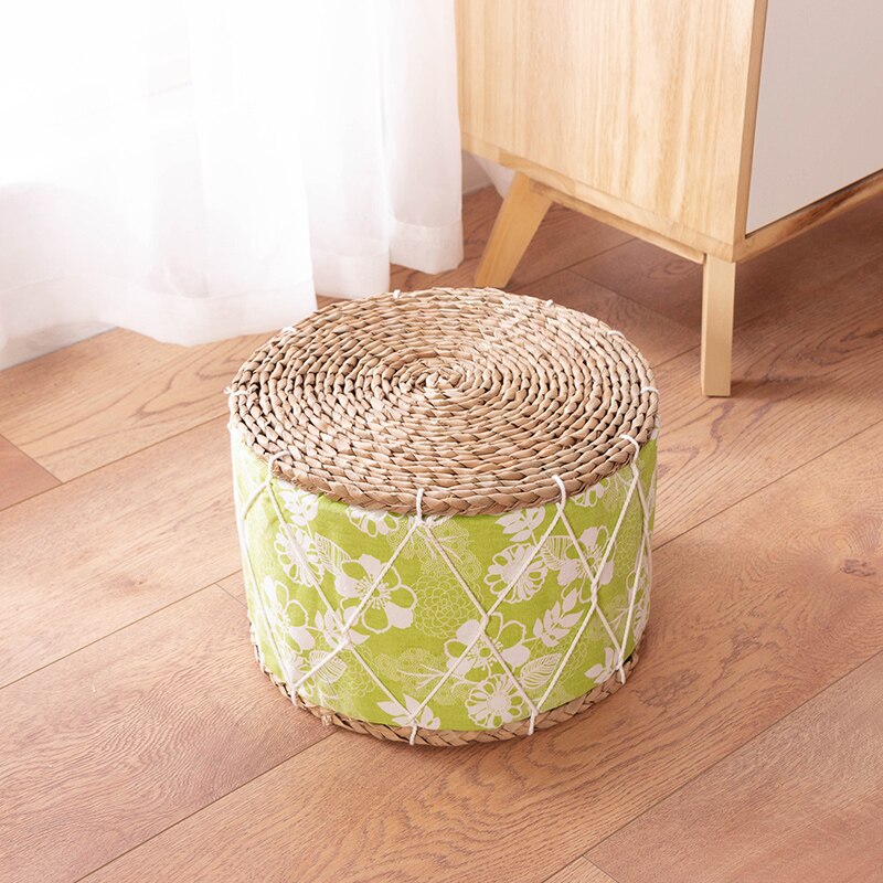 Nordique Simple fait main Futon coussin japonais Tatami paille tissu tabouret rembourré rond baie fenêtre bohème tapis: 08 / 30x30x20cm
