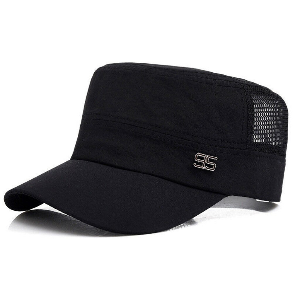 Zomer unisex heren baseballpetten dames ademend mesh snapback petten heren trucker petten: Zwart