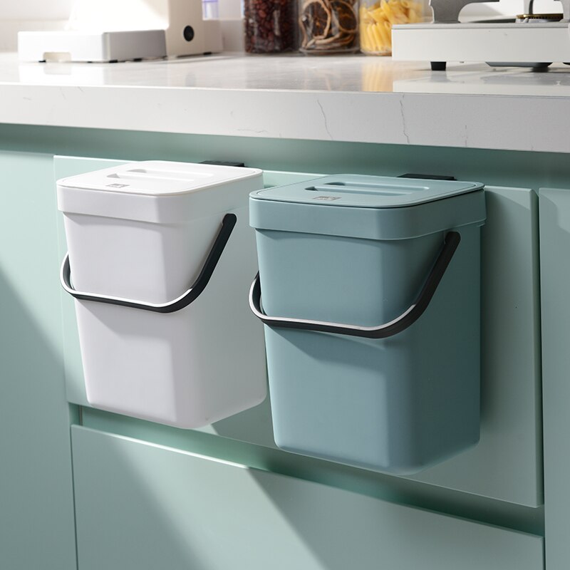 3/5/7L Hanging Trash Can for Kitchen Nordic Wall Mounted Bathroom Trash Bin Wastebasket Toilet Bucket with Cover Ashcan