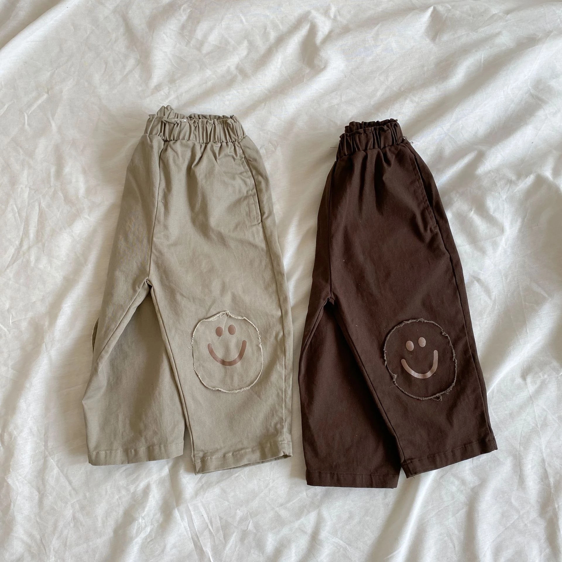 Lente Herfst Koreaanse Stijl Kinderen Knie Patch Casual Broek Jongens En Meisjes Katoen Losse Alle-Wedstrijd Broek