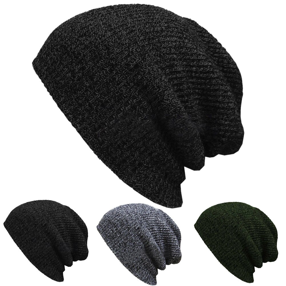 Unisex Knit Baggy Beanie Winter Hat Outdoor Skiing Slouchy Chic Knitted Cap EIG88