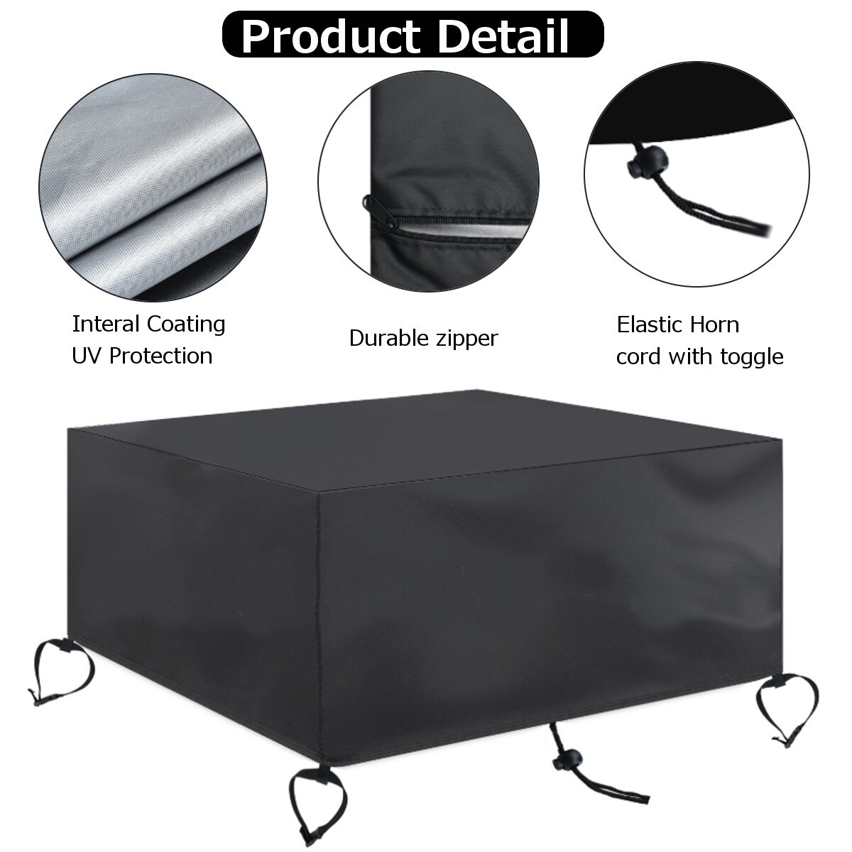 6 Sizes Waterproof Patio Fire Pit Cover Black UV Protector Grill BBQ Shelter Outdoor Garden Yard Square Canopy Furniture Covers