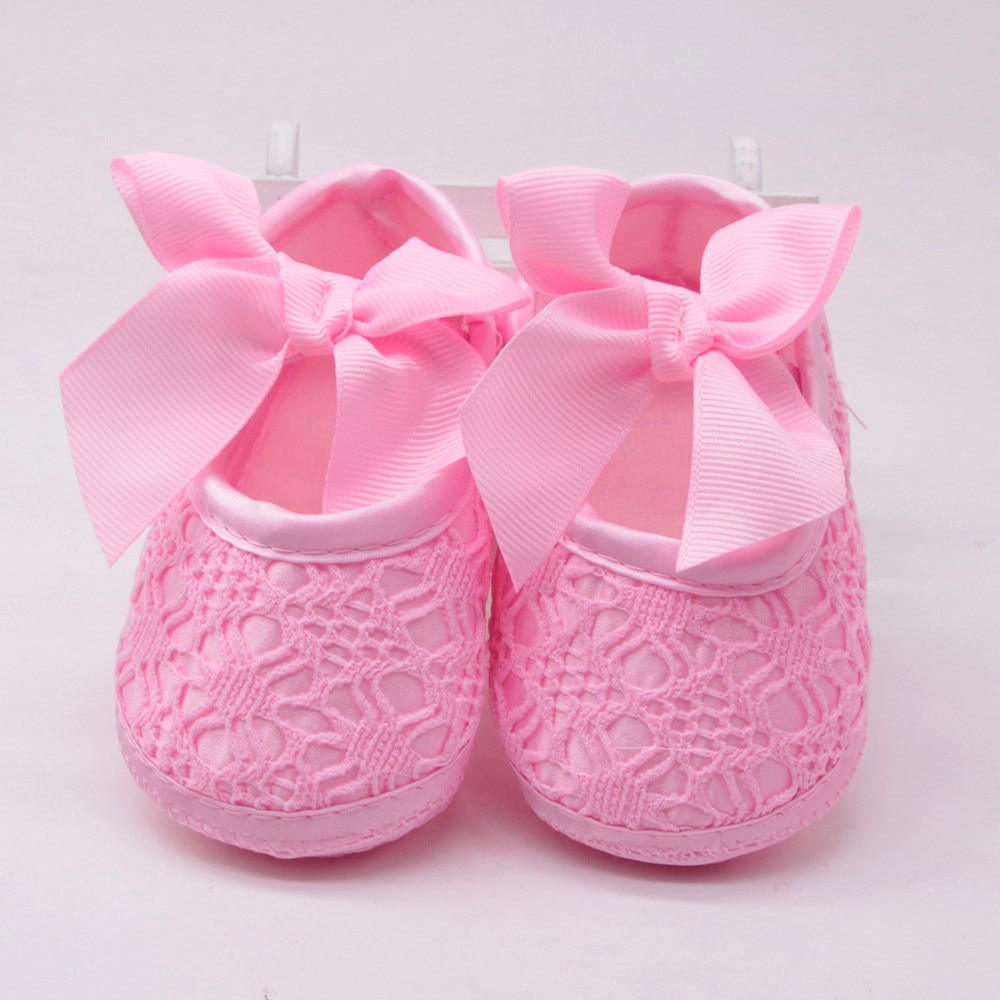 Newborn Baby Girls Soft Shoes Soft Soled Non-slip Bowknot Footwear Crib Shoes Print Breathable Comfort Cotton Children Shoes