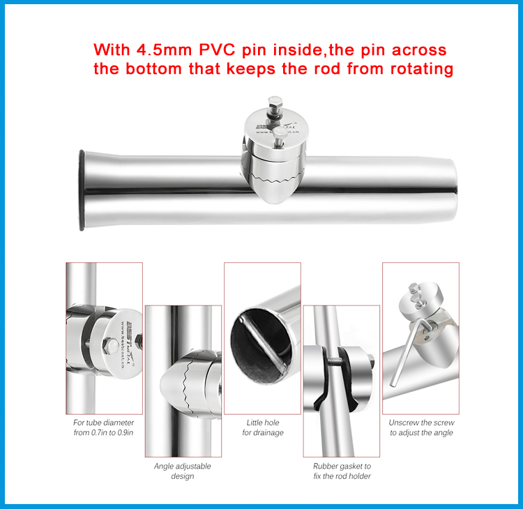 Rail Mount stainless steel 316 fishing rod rack holder pole bracket support with clamp on 19 to 32mm marine boat hardware