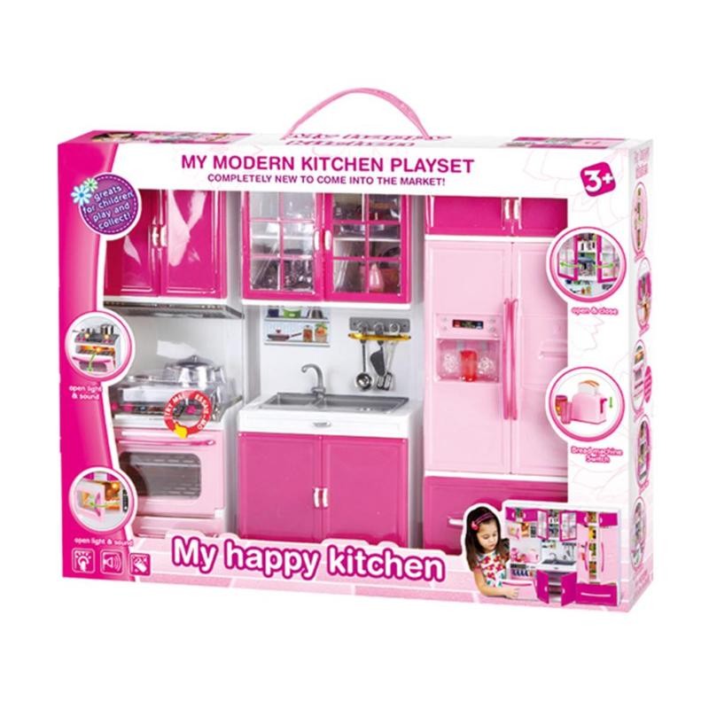 Pretend Play 3 in 1 Simulation Kitchen Set Cooking Cabinet Tool Tableware Dolls Suits Toys Puzzle Educational Doll for Girls: 3 IN 1 WITHRETAILBOX