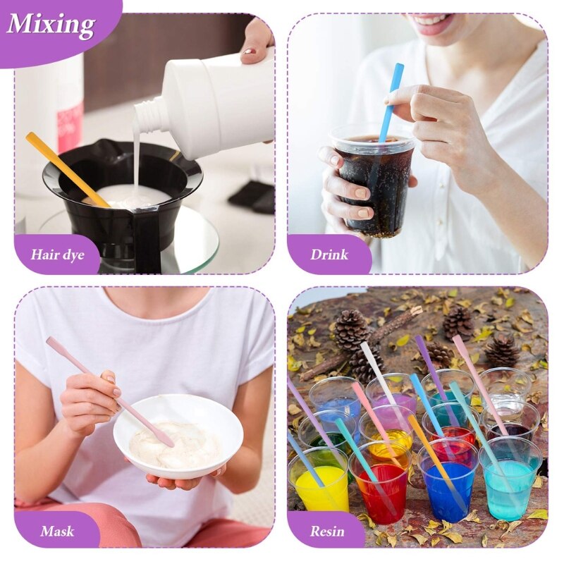 6Pcs Silicone Stir Sticks Resin Mix Sticks Facial Make Up Stirring Rods for Mixing Resin Liquid Paint Epoxy DIY Crafts