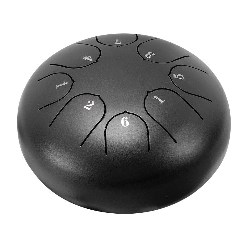 Tong Drum 6 Inch 8 Tune Staal Hand Pan Drum Tank Drums Met Drumsticks Draagtas Slaginstrumenten Handpan: Black