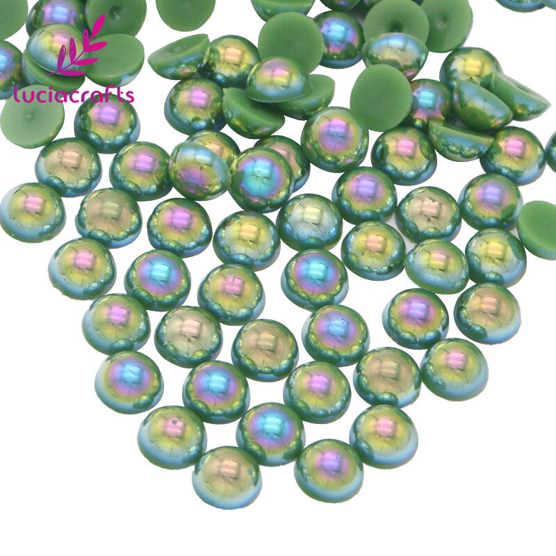 ! 5mm veelkleurige abs imitatie parels kralen halfronde parel nagelkunst telefoon schoenen accessoires 500 stuks  f0108: Grasgroen