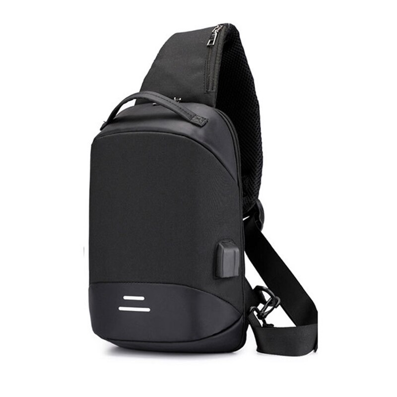 UOSC Chest Bag Men Crossbody Bag USB Anti-theft Buckle High Capacity Suit For Pad Water Shoulder Bag Trave Bag: Black