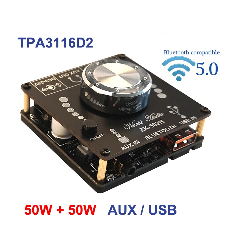 2*50W TPA3116D2 Audio Eindversterker Stereo Bluetooth-Compatibel 10W ~ 100W Hifi Klasse D digitale TPA3116 Usb Geluidskaart Muziek Amp