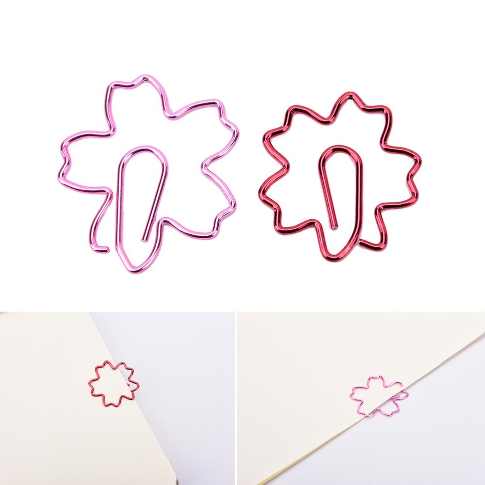 Sakura-clips de papel con flores de cerezo para Marcadores de libro, papelería para niños, estudiantes, niños, escuela, suministros de oficina