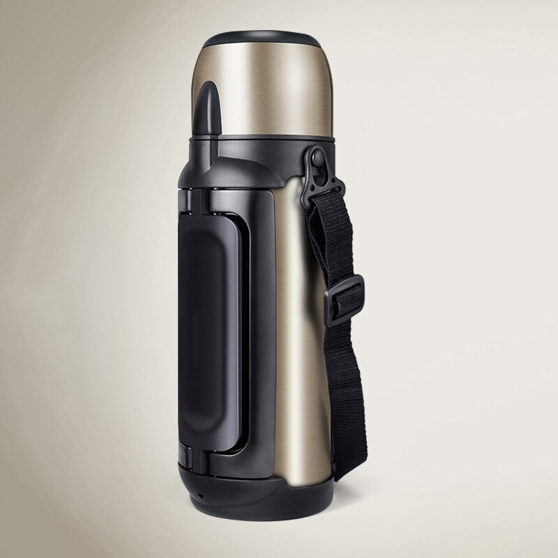 Termo de acero inoxidable de gran capacidad 1.5L / 2L para viajes al aire libre, taza de agua con personalidad, taza de vacío de aislamiento portátil: 1.5L / Plata