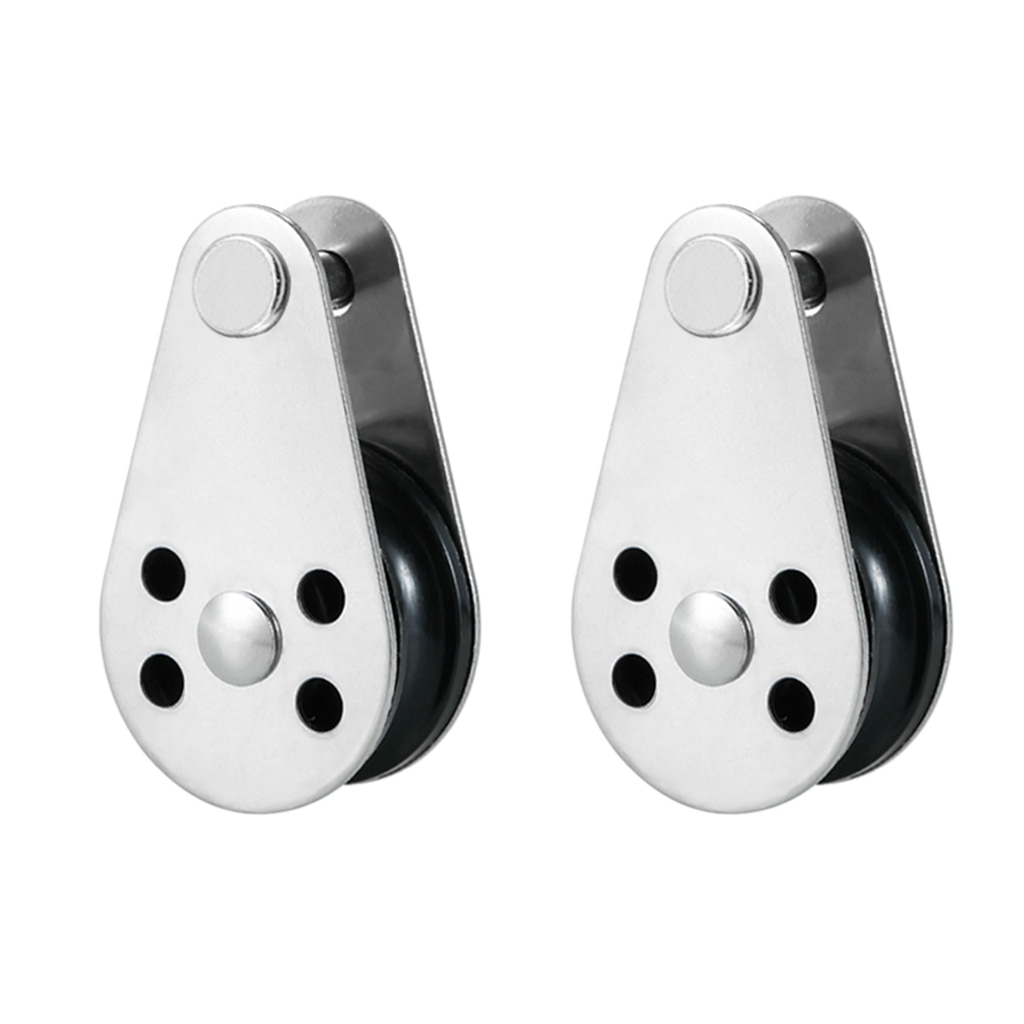2pcs 316 Stainless Steel Wire Rope Crane Pulley Block - Boat Kayak Lifting Fixed Pulley Hanging Wire Towing Wheels
