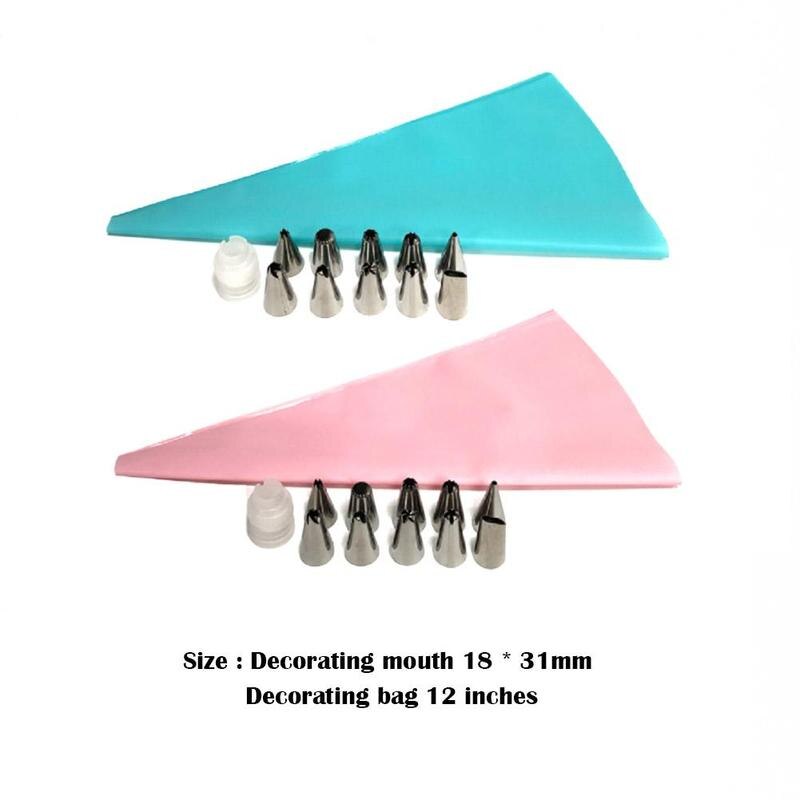 12 Stks/set Staal Nozzle Gebak Tips Converter Diy Eva Cake Gebak Decorating Gereedschap Tas M9K9