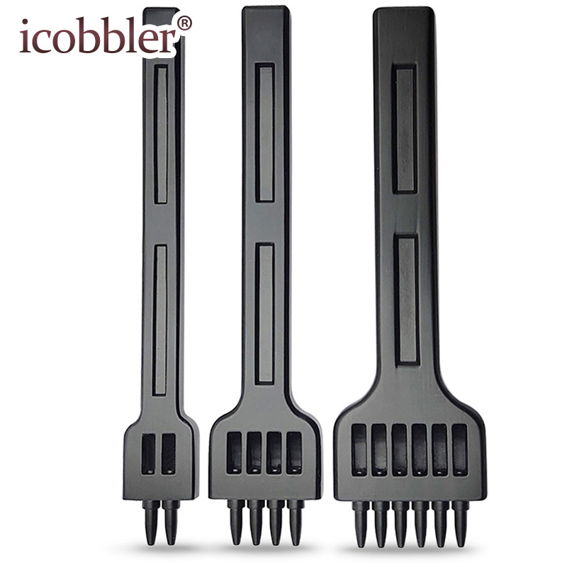 Profession Leather Hole Punch Tools Set Cutting Stitch for Wallet Belt DIY Die Chisel Kit Leathercraft, 4mm Spacing 1mm Diameter