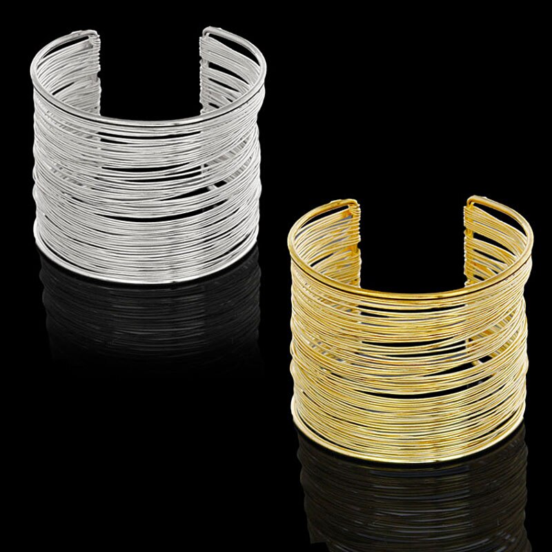 Frauen Draht Legierung Öffnen Armbinde & Armreif Runde Manschette Armbänder Verknüpfung Kette Armbinde Armreif Schmuck