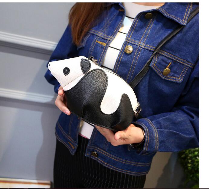 Personlighet tecknad panda väskor kvinnor läder crossbody väska kausal axel budväska telefon mynt plånböcker: Default Title