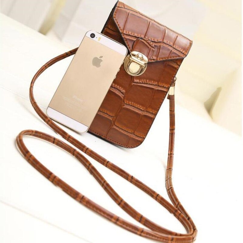 Retro mobiele telefoon mini-tassen voor dames, krokodillenleren messenger bag, zwarte clutch, handtas, schoudertas