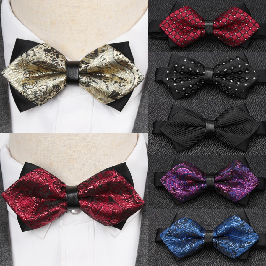 Nœud papillon pour hommes, accessoires luxueux, cravate noire, costume Commercial formel, pour cérémonie de mariage,