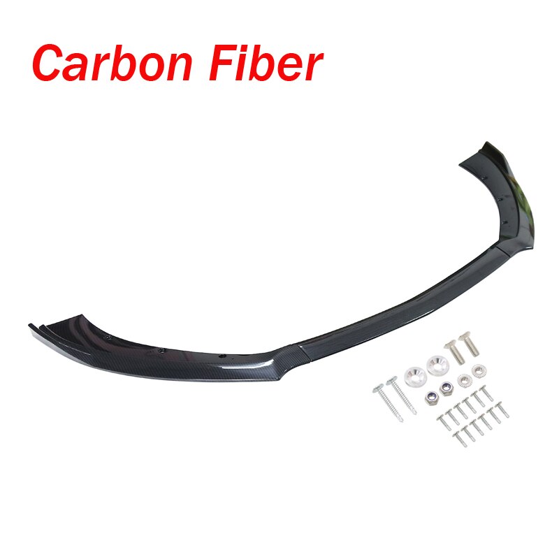 3 Pieces Carbon Fiber Look/Black Car Front Bumper Canard Lip Splitter Body Shovels Bumper Lip Spoiler for Mustang: carbon fiber