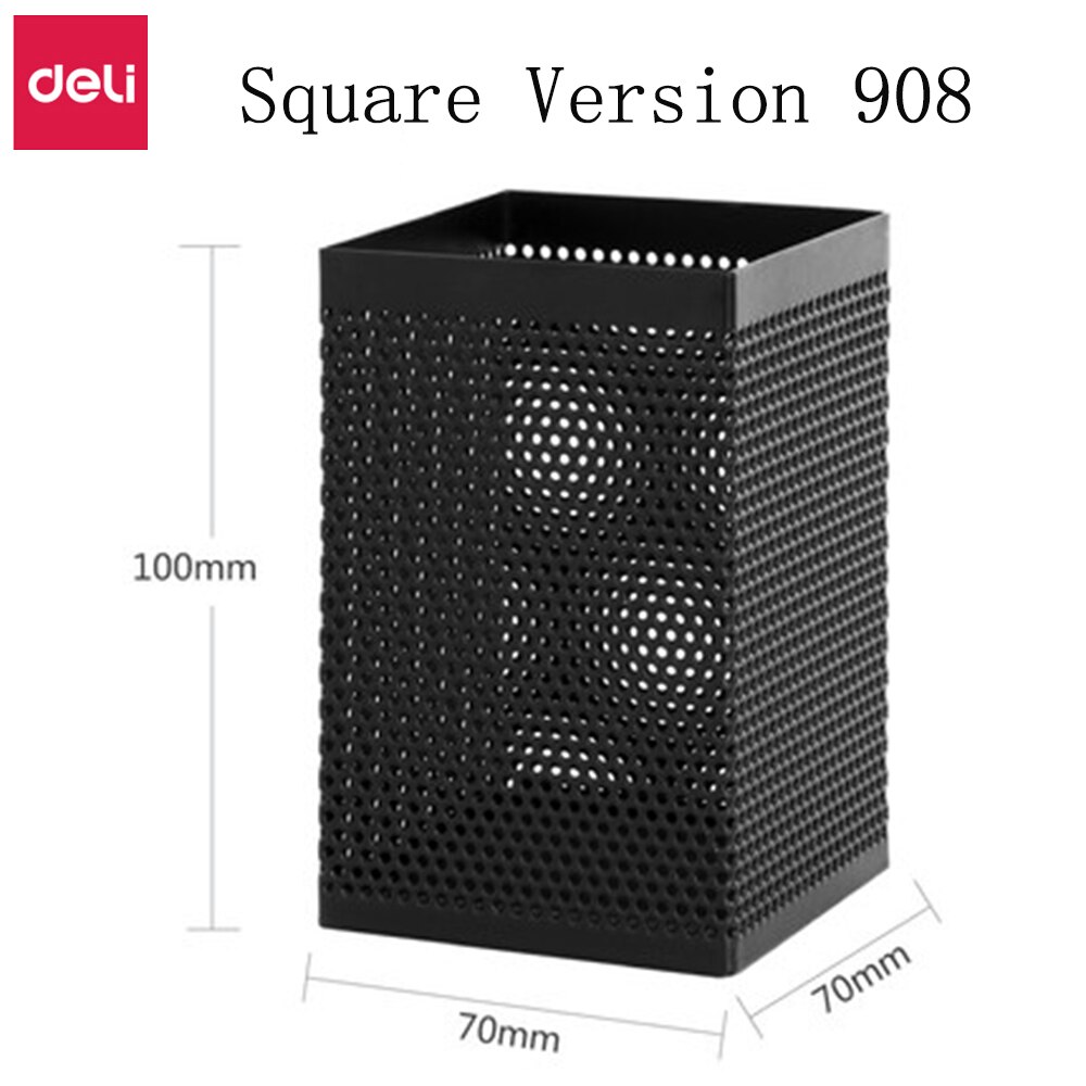 Deli Metal Pen Pencil Holder Box Home Office Cup Accessories Desk Organizer Sturdy Supplies Stationery Storage Containers: Square Version 908