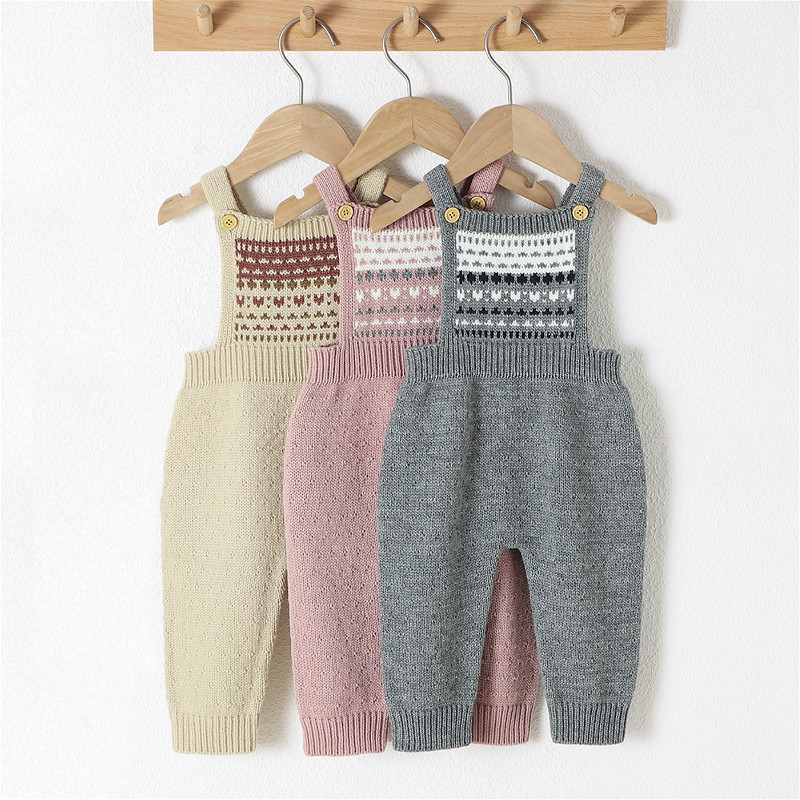 Kleinkind Baby zur Seite fahren Gesamt Herbst Winter Jungen Mädchen Kleidung Ärmelloses Strick Strumpf Hosen Overall Kleinkind Strickwaren