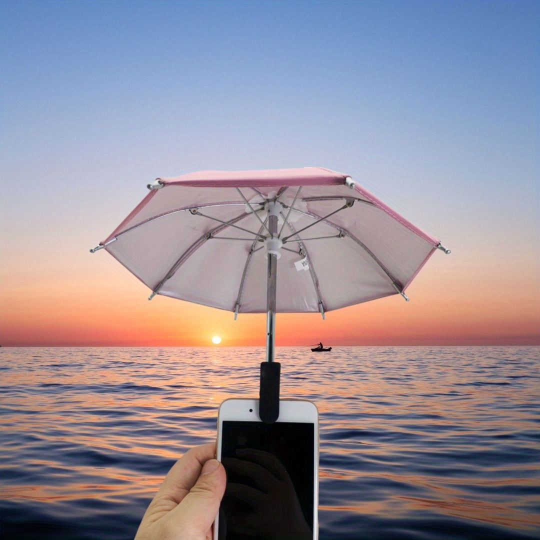 Soporte de paraguas para teléfono móvil de acero inoxidable con Clip para parasol, Mini soporte para teléfono con paraguas, soporte: Rosa