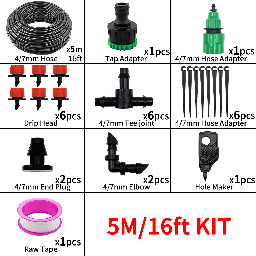 5-20M Drip Irrigation System Plant Watering Set Watering Kits Adjustable Drippers For Irrigation Micro Garden Watering System: WHITE