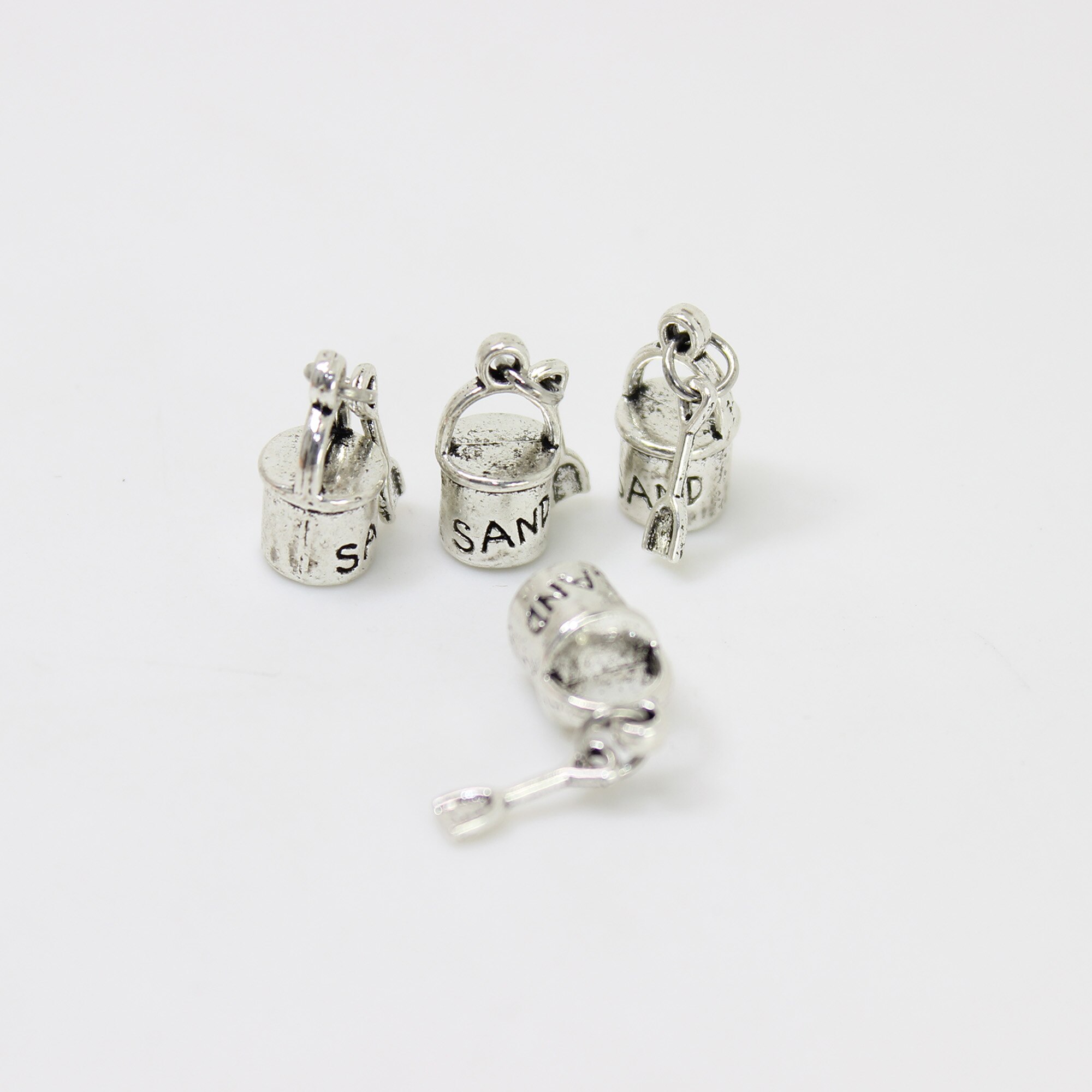 20 pieces/lot 18 x 8mm antique silver tone beach sand bucket charms bucket and shovel charms pendants for diy jewelry making