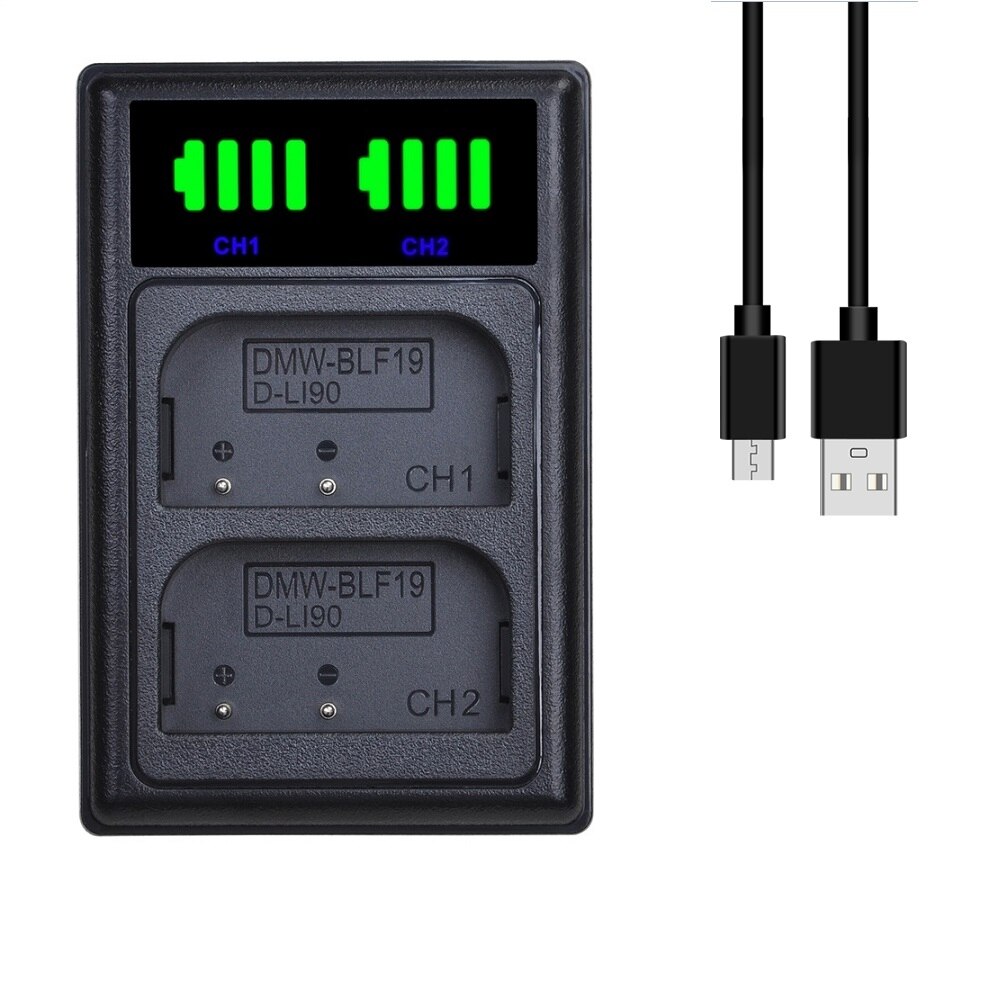Powertrust D-LI90 Dual Batterie Ladegerät für Pentax 645D, 645Z, K-01, K-3, K-5, K-5 II, k-5 IIs, K-7 Kamera, Panasonic DMW-BLF19