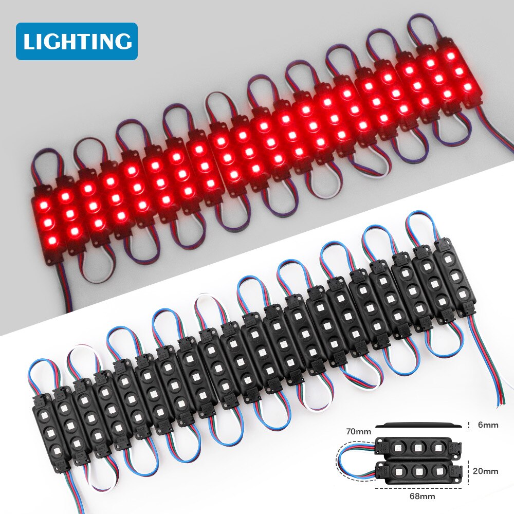 20pcs/lot LED 5050 RGB 3 LED Module 12V Waterproof RGB Color changeable led modules Back Lighting , 3Leds 5050 led modules Light