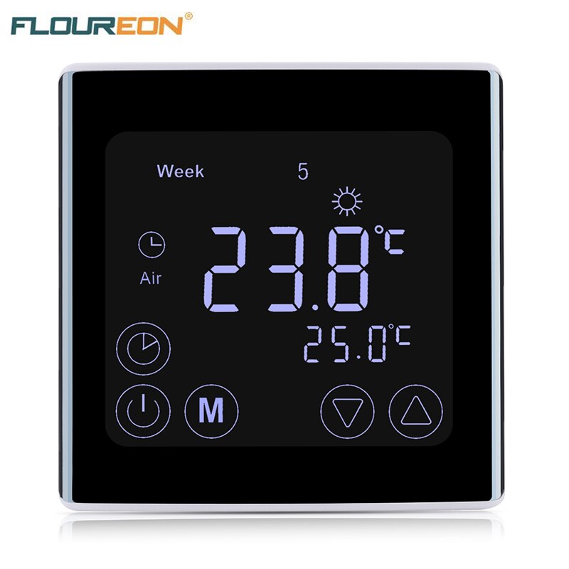 Écran tactile LCD Floureon Thermostat système de chauffage par le sol thermorégulateur AC85-240V régulateur de température rétro-éclairage blanc