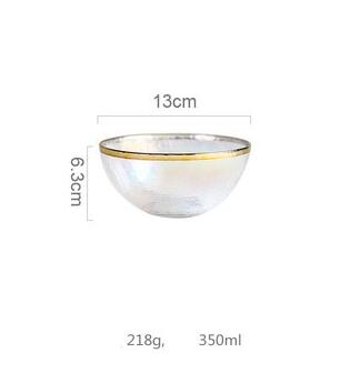 Guld glasskål skål syv farve gennemsigtig hammer korn glasplade salatskål frugtskål: Skål s