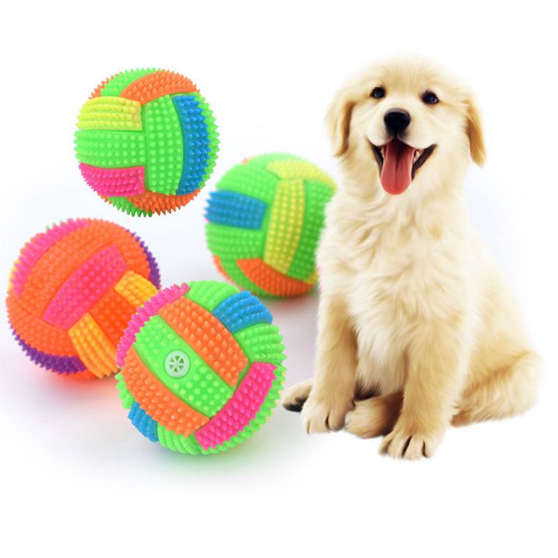 1 st självlysande boll hundleksak mjukt gummi sällskapsdjur hund tugga elastisk boll leksak led boll valp liten stor hund pipande interaktiv leksak