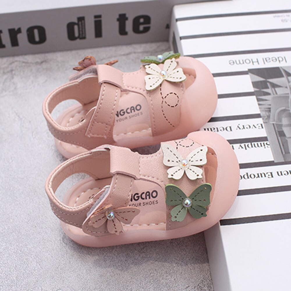 Kleinkind Baby Mädchen Sandalen Sommer Cloes Kappe Schuhe mit Schmetterling Anti Unterhose Gummi Sohle Kleinkind Prewalker Erste Wanderschuhe