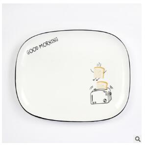 Nordic rectangular fruit salad plate cake dessert plate dish cutlery ceramic Western plate breakfast ceramic plate: bread style