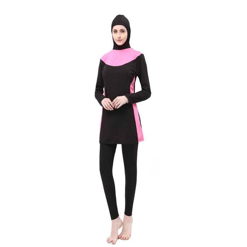 Due-Pezzi Musulmano Delle Donne Spa Costumi Da Bagno Costume Da Bagno Islamico Pieno Viso Hijab Nuoto Beachwear del Costume Da Bagno Dei Vestiti di Sport Burkinis