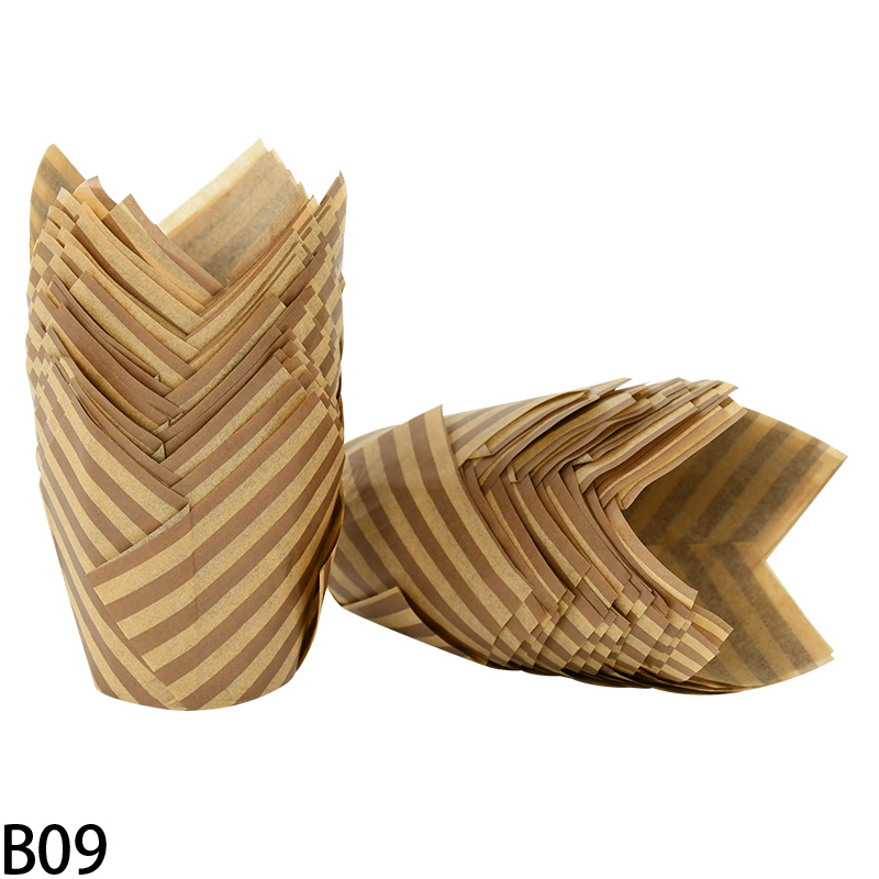 50Pcs Newspaper Style Cupcake Liner Baking Cup For Wedding Party Caissettes Tulip Muffin Cupcake Paper Cup Oilproof Cake Wrapper: Orange