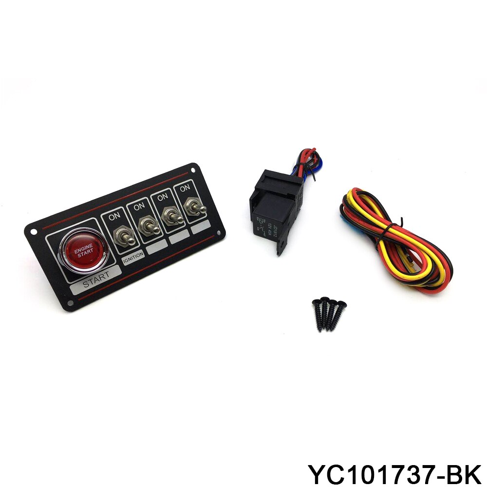 4 Pins Contactslot Panel Zwart Zilver Gezicht Automotive Ontsteking Accessoire Motor Elektrische Rocker