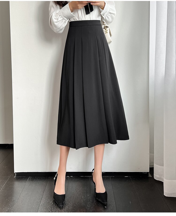 Aonibeier-Jupe longue en satin pour femme,élégante et décontractée,Traf