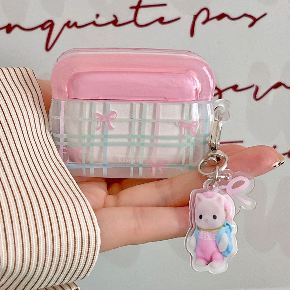 Carcasa ondulada de cinta rosa INS para Airpods 1/2 3 4, funda suave transparente para auriculares para AirPods Pro 2 2. ° funda protectora para auriculares inalámbricos: M / Marrón