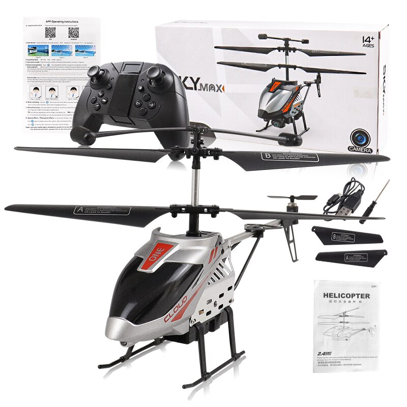 Hélicoptère Rc avec caméra 2.4GHZ sans fil contrôle infrarouge avion à Induction 4 canaux avec gyroscope intégré 500mah grande batterie: No camera silver