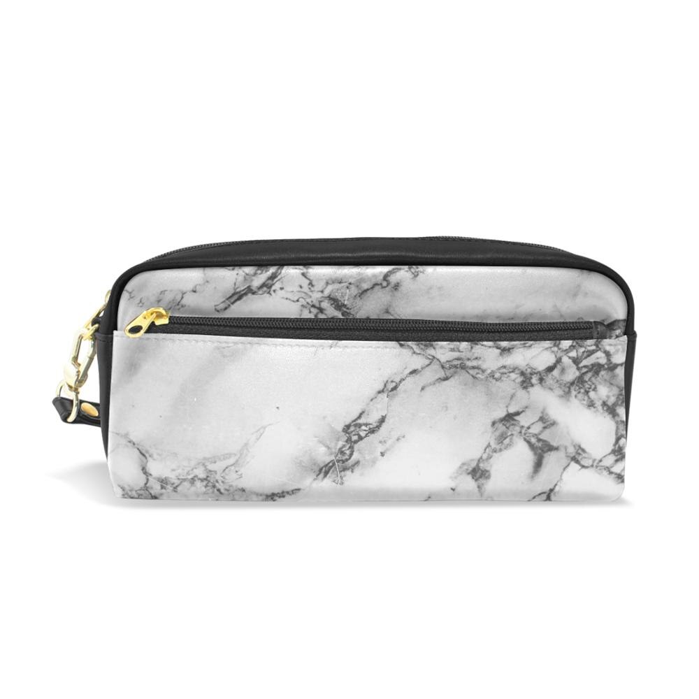 Pencil Case Stationery Marbling Pencil Box Boys Girls Zipper Pencil Case Leather Large For Student School Supplies