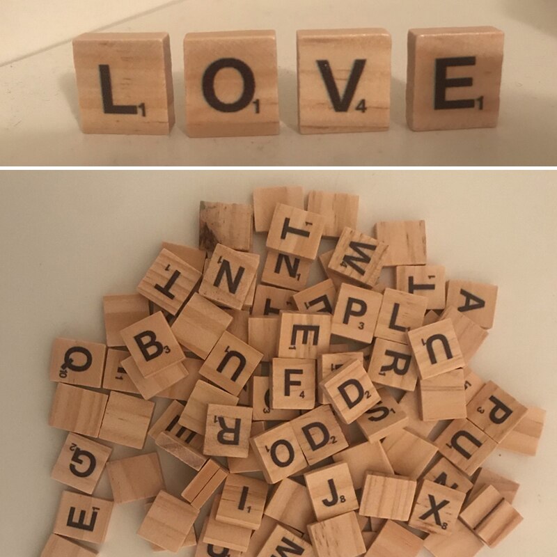 100Pcs Wooden Alphabet Tiles Black Letters Numbers For Crafts Wood Digital Puzzle