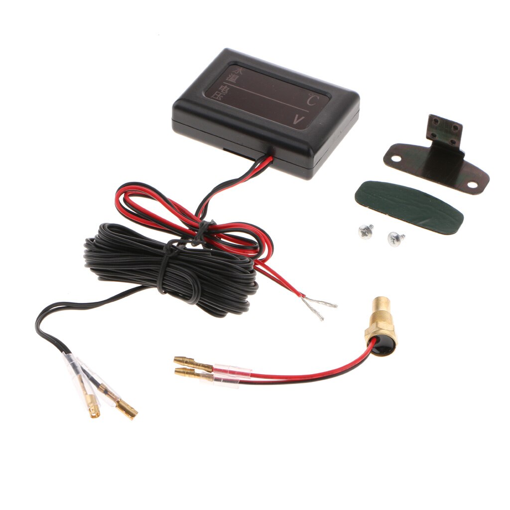 Voltmètre de voiture 12V-24V cc, jauge de température d'eau avec capteur