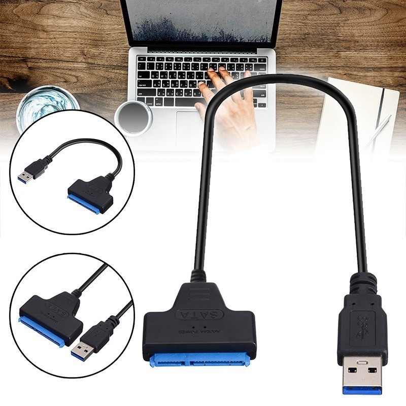 adapter SATA na USB 3.0 robić dysków twardych Obsługuje dyski twardy 2,5 cala zewnętrzne SSD HDD 22-pinowe zasilanie DC Kabel USB