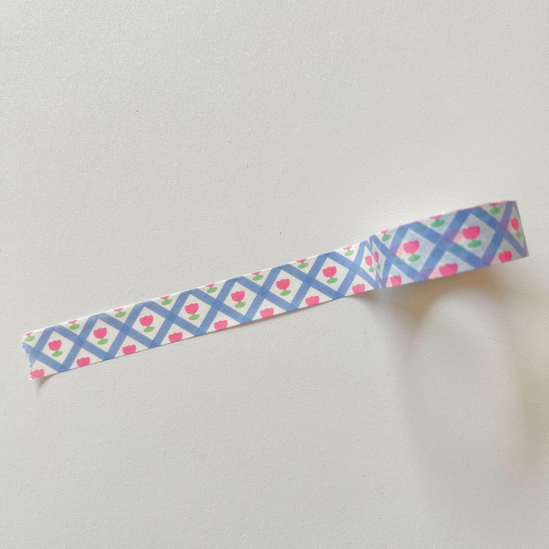 1Pcs Pink Grid Cherry Flower Washi Tape Decorative Adhesive Tape Color Masking Tape For Sticker Scrapbooking DIY Stationery Tape