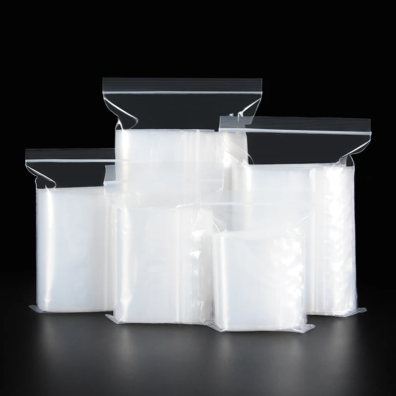 100Pcs Transparent Plastic Sealing Bag Reusable Sealed Bags Food Storage Vacuum Fresh Packing Pouch Jewelry Organizer Zip Bag